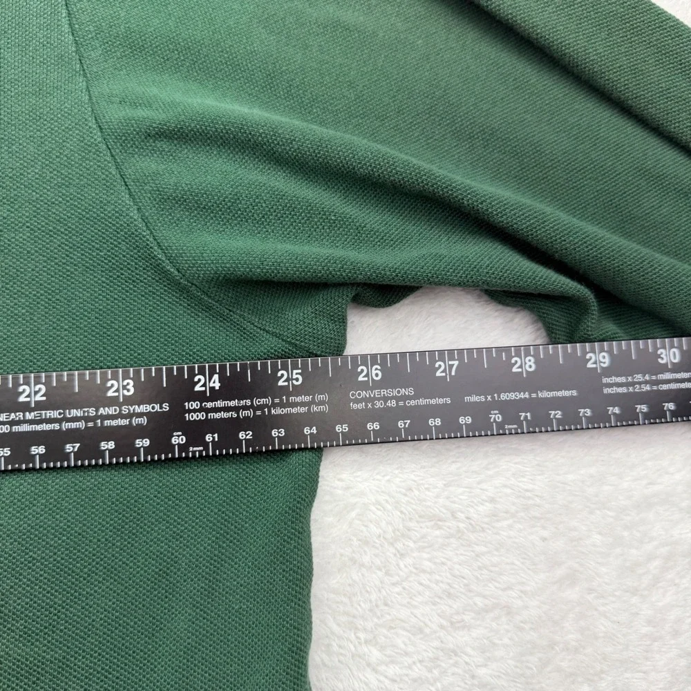Vintage J.Crew Oarsman Polo Shirt Mens XL Green Long Sleeve Pique Cotton Solid
